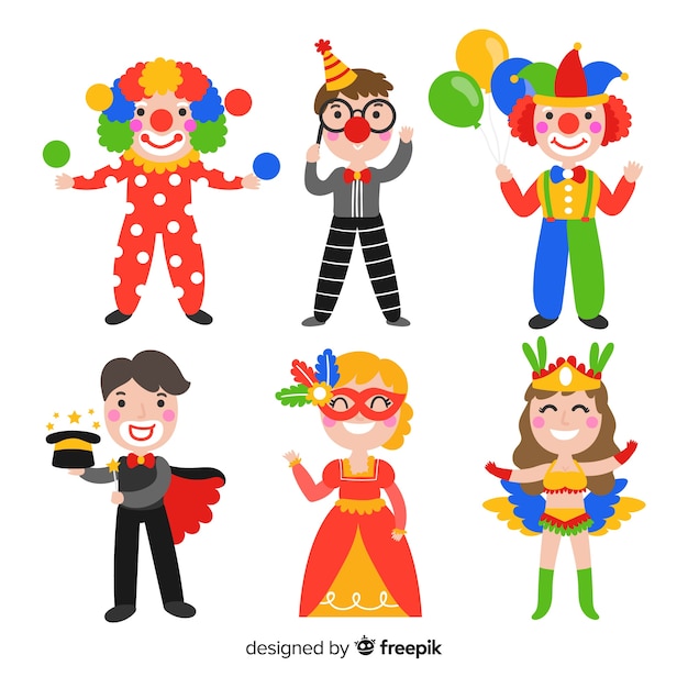 Personajes de carnaval con disfraces