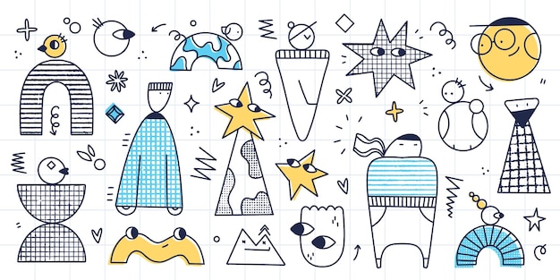 Personajes cómicos abstractos dibujados a mano Concepto de inclusión de la diversidad