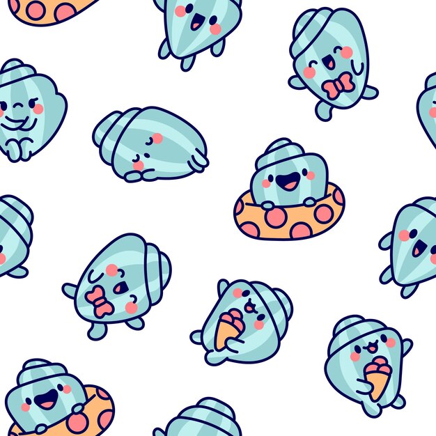 Personajes de dibujos animados con caras de conchas
