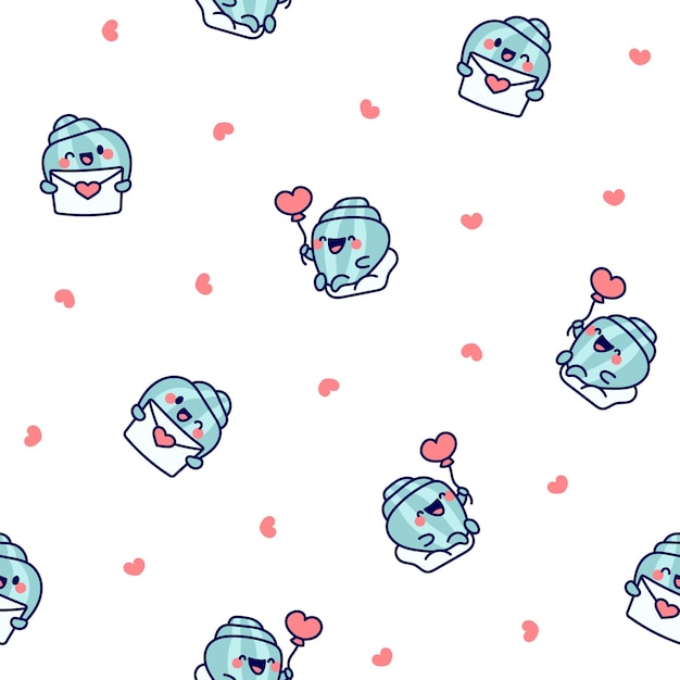 Personajes de dibujos animados con caras de conchas