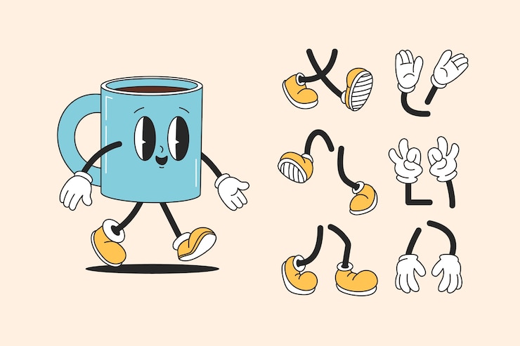Personajes de dibujos animados dibujados a mano