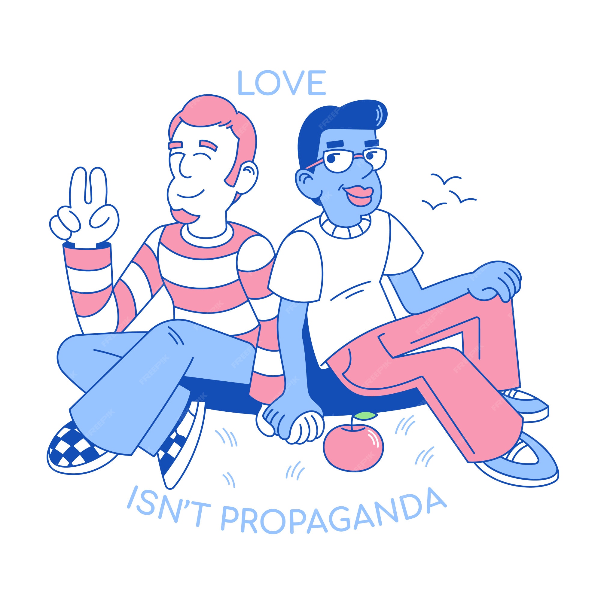 Personajes de dibujos animados en diseño plano, ilustración con dos hombres  lgbt de amor juntos, amistades homosexuales entre una sonrisa linda y  muchachos gays felices. | Vector Premium