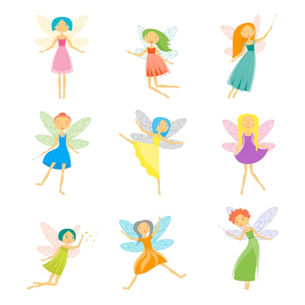 Personajes de dibujos animados Hadas Set Vector