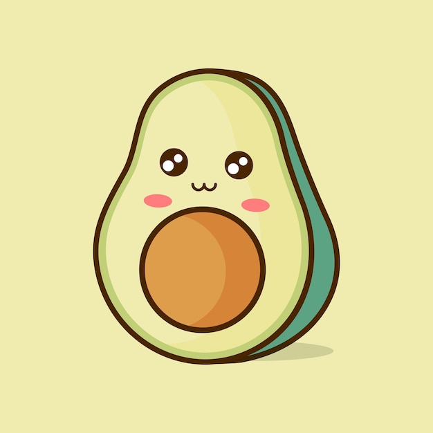 Personajes de dibujos animados lindo aguacate Kawaii