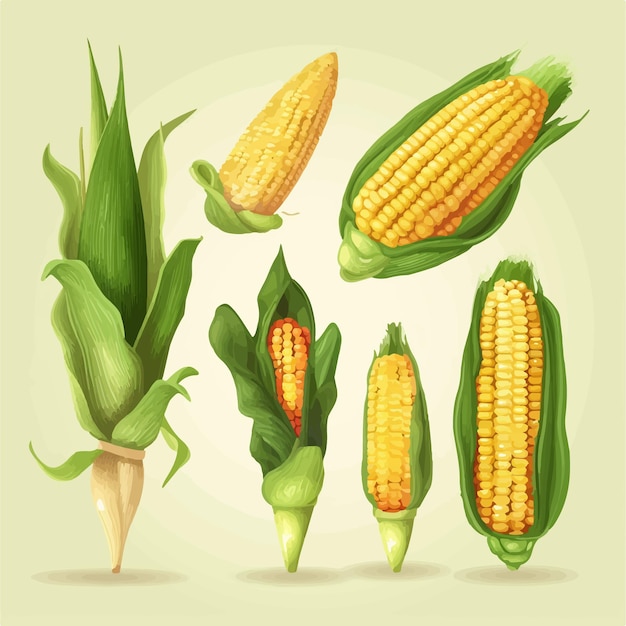 Vector personajes de dibujos animados de maíz sosteniendo señales u otros objetos