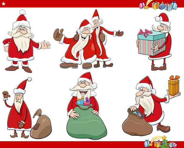 Personajes de dibujos animados de Papá Noel ambientados en Navidad