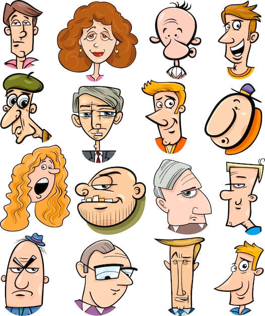 Vector personajes de dibujos animados personajes caras