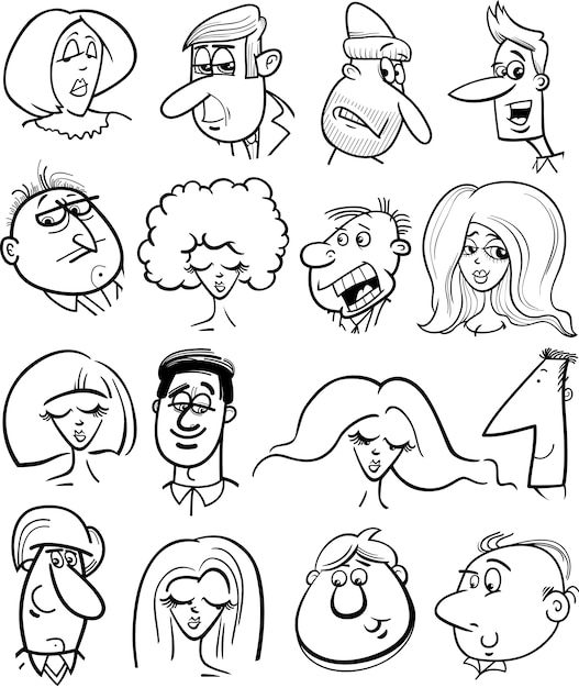 Personajes de dibujos animados personajes caras