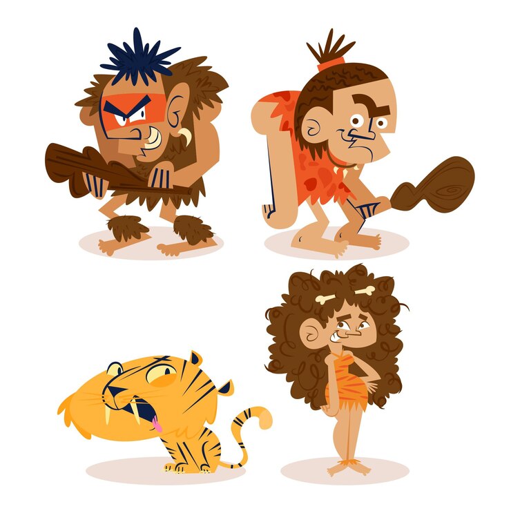 Vector personajes de dibujos animados retro dibujados a mano