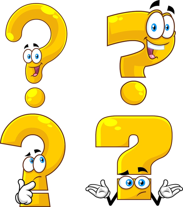 Vector personajes de dibujos animados de signo de interrogación amarillo divertido conjunto de colección de vectores