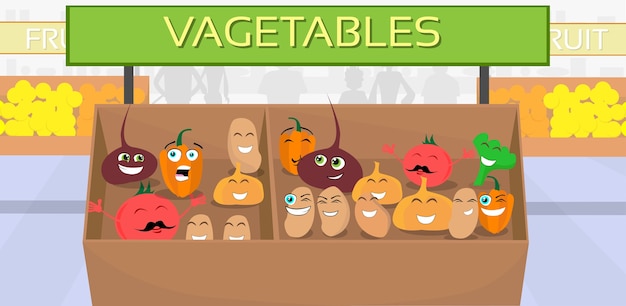 Vector personajes de dibujos animados de verduras