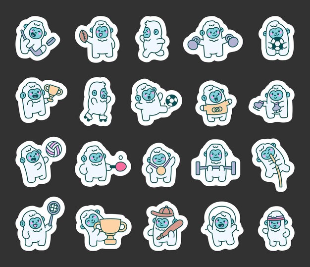 Los personajes de dibujos animados de Yeti están jugando.