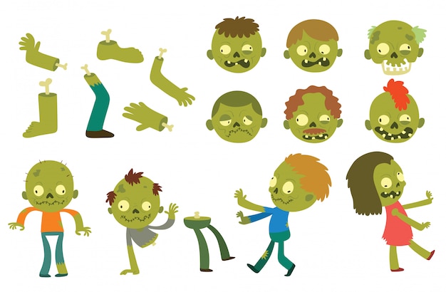 Personajes de dibujos animados zombie