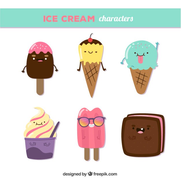 Personajes divertidos de helados