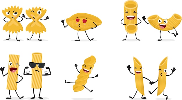 Los personajes divertidos de las pastas de dibujos animados