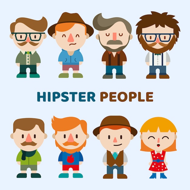 Vector personajes divertidos de personas hipster