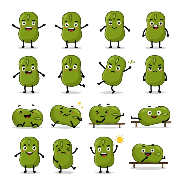 Vector los personajes de las frijoles verdes