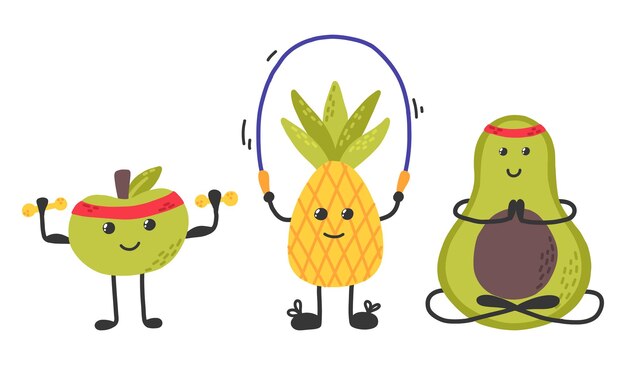 Personajes de Frutas Conjunto de Personajes con Frutas