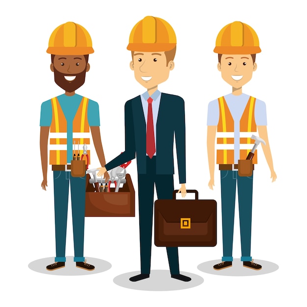personajes de gente de construcción profesional vector diseño de ilustración