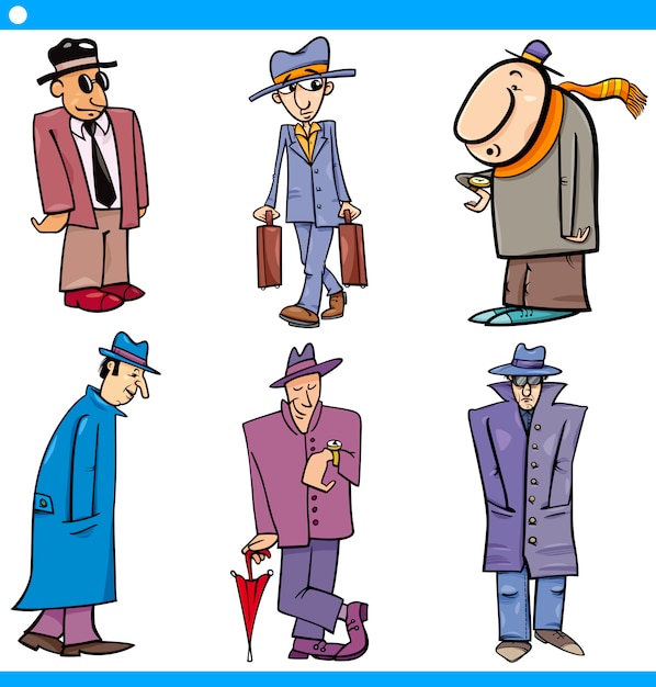 personajes de hombres establecen ilustración de dibujos animados
