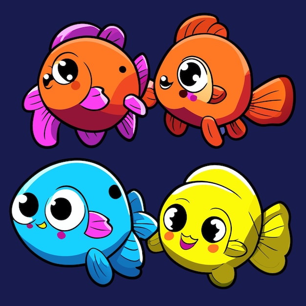 Vector personajes ilustrados del juego de peces en estilo plano