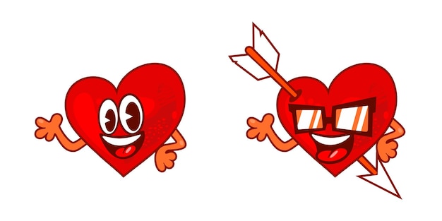 Personajes de mascota de dibujos animados de corazón simple ilustración vectorial