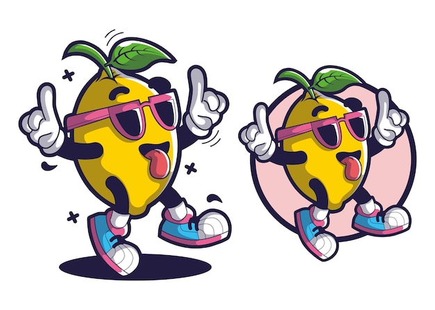 Personajes de mascota de dibujos animados de fruta de limón Ilustración