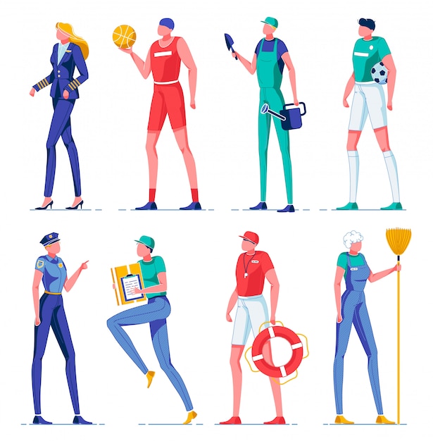 Vector personajes de mujer y hombre haciendo trabajos con equipo.