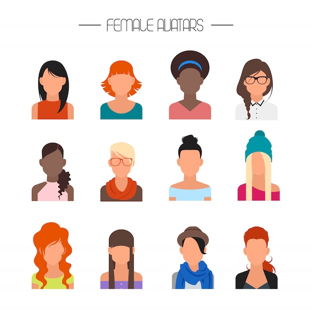 personajes de mujeres con diferentes nacionalidades en estilo plano