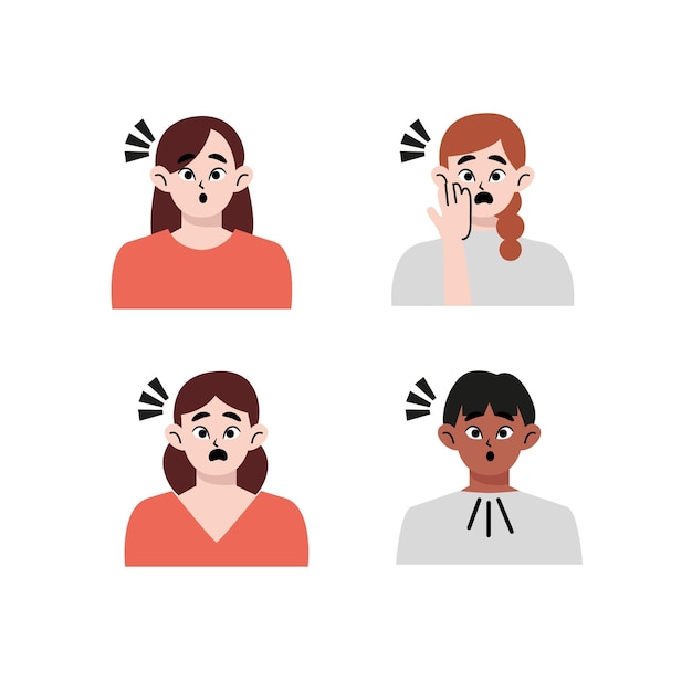 Personajes de mujeres sorprendidas. estilo plano. Ilustración de vector aislado en blanco.