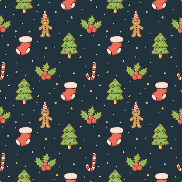 personajes de navidad de patrones sin fisuras sobre fondo azul