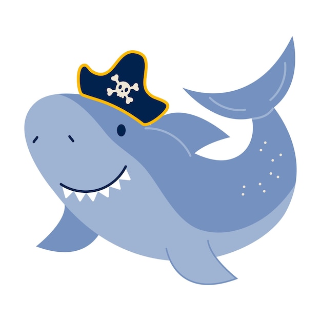 Personajes piratas estilo tiburón plano