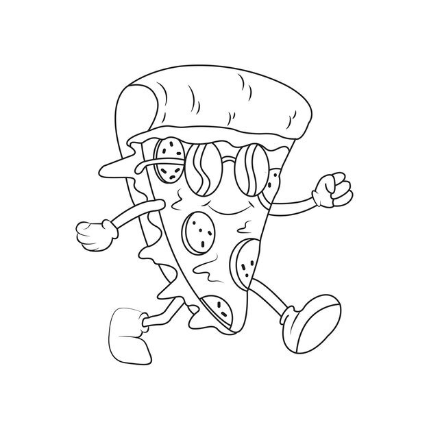 personajes de pizza hombres contorno en blanco y negro vector ilustración de arte libre