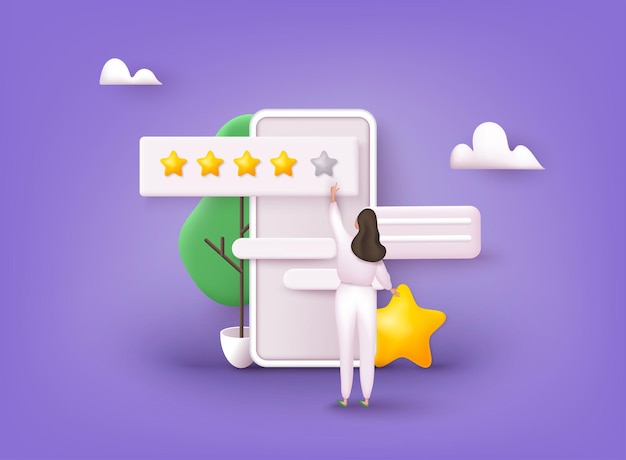 Personajes que dan comentarios de cinco estrellas conceptos de reseñas de clientes vectoriales