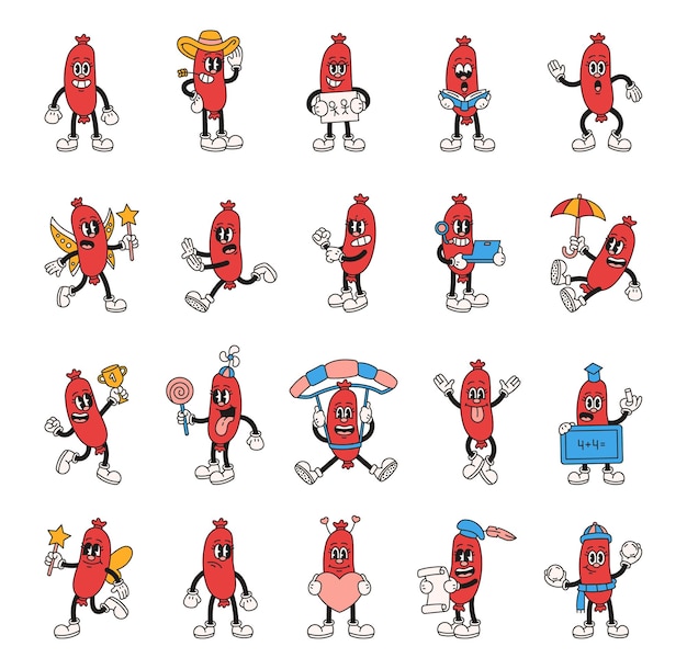 Los personajes de salchichas retro