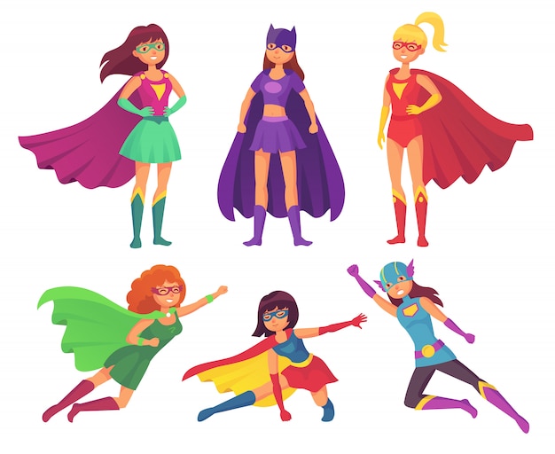 Personajes superhéroes mujeres | Vector Premium