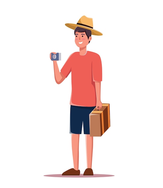 Personajes turistas viajando personas vector ilustración