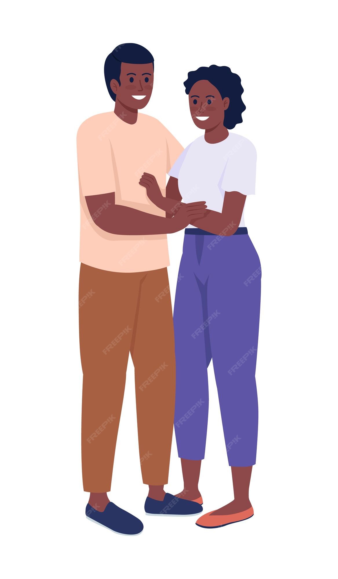 Personajes vectoriales de color semiplano de pareja amorosa figuras de pie personas de cuerpo completo en blanco ilustración de estilo de caricatura simple de par sonriente y feliz para diseño gráfico web Personajes vectoriales de color semiplano de pareja amorosa figuras de pie personas de cuerpo completo en blanco ilustración de estilo de caricatura simple de par sonriente y feliz para diseño gráfico web
