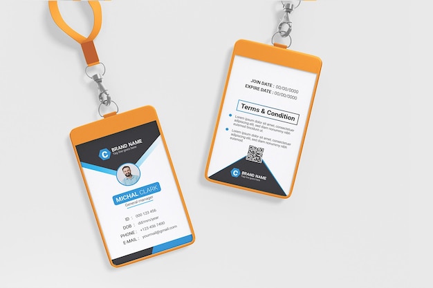 Vector personal de empleados escolares y plantilla de vector premium de diseño de tarjeta de identificación de la empresa