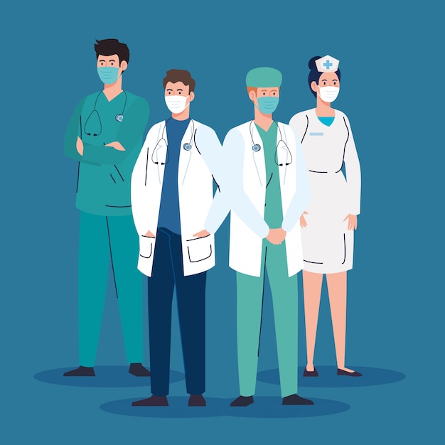 Personal médico con máscara médica contra pandemia