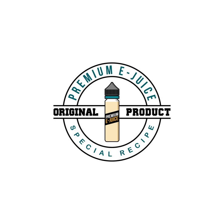 Vector personal vaporizador e-cigarette e-juice líquido etiqueta insignia