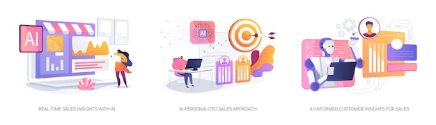 Personalización de ventas con ilustraciones vectoriales de conceptos abstractos de IA