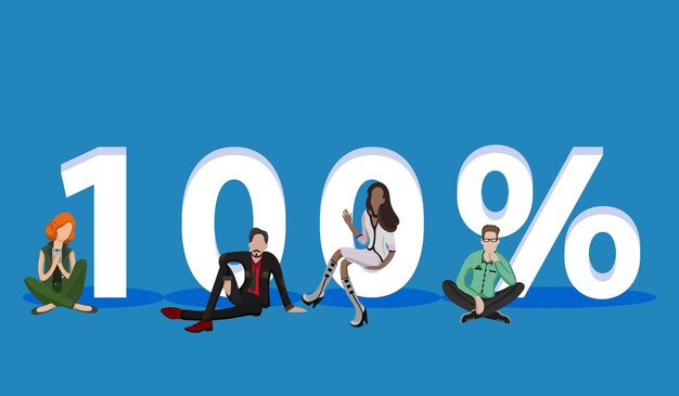 Personas en 100 para presentaciones de aplicaciones móviles web