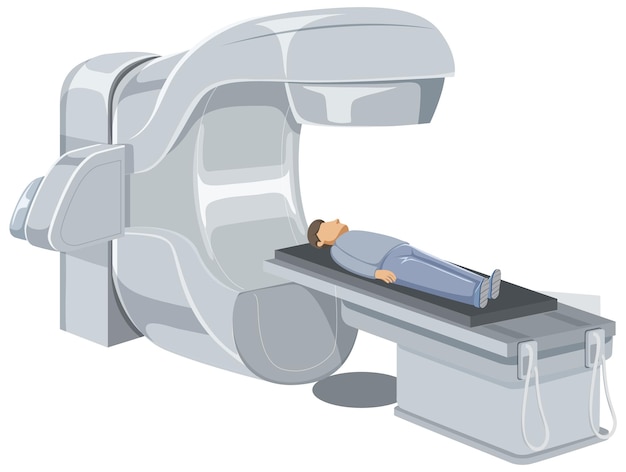 Vector personas acostadas en una máquina de rayos x ilustración de equipo médico