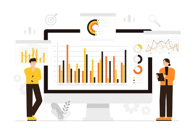 Personas analizando gráficos de crecimiento Análisis de personas de negocios y monitoreo de inversiones y finanzas
