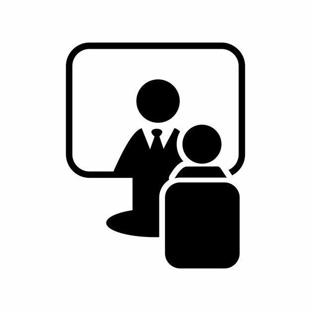 Personas Aprendiendo en línea Iconos de personas y monitores Íconos de capacitación y talleres Íconos vectoriales Iconos empresariales aislados en fondo blanco
