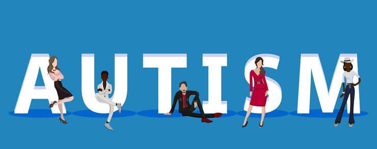 Vector personas con autismo para presentaciones de aplicaciones móviles web