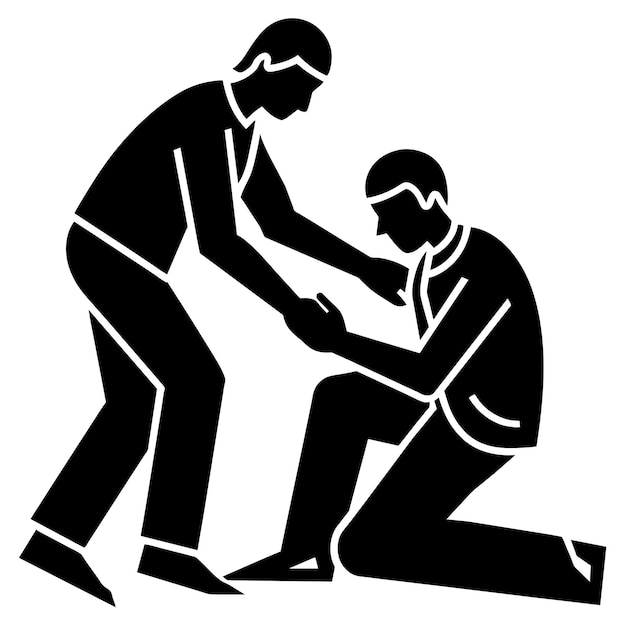 personas ayudando a otras personas ilustración en blanco y negro
