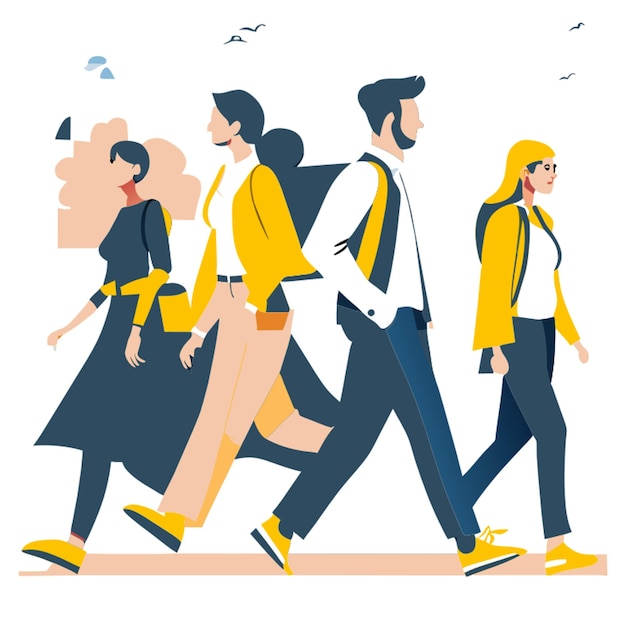 personas caminando ilustración vectorial plano 2