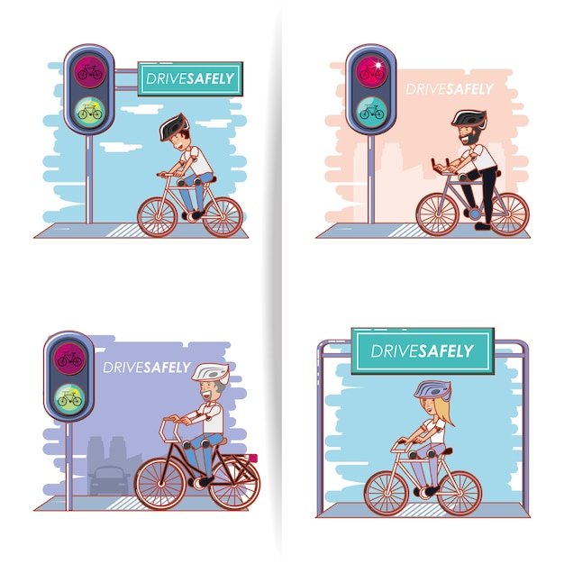 las personas en la campaña de bicicletas con seguridad campaña